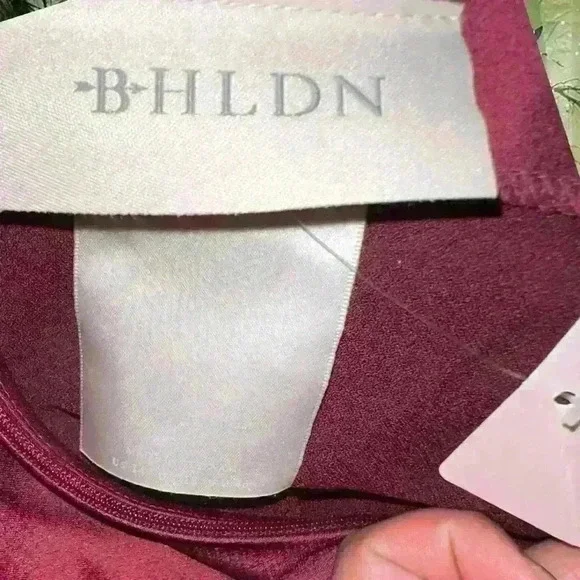 BHLDN DARK BERRY Women's Jennings Ruched Side-Slit Satin Gown - Picture 6 of 12